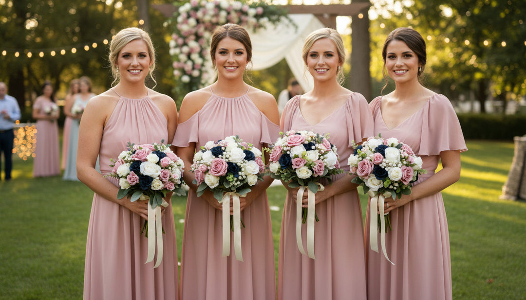 Blush Pink Ivory And Navy Bridal Artificial Bouquet Claire De Fleurs