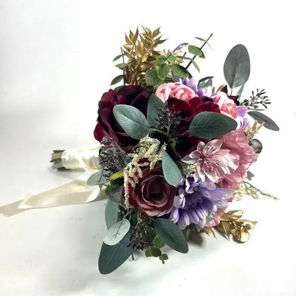 Blush Pink, lilac And Gold Wedding Bridal Bouquet - Faux Silk Flowers Wedding Bridal Flowers Claire De Fleurs