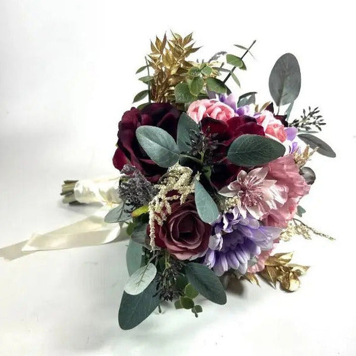 Blush Pink, lilac And Gold Wedding Bridal Bouquet - Faux Silk Flowers Wedding Bridal Flowers Claire De Fleurs