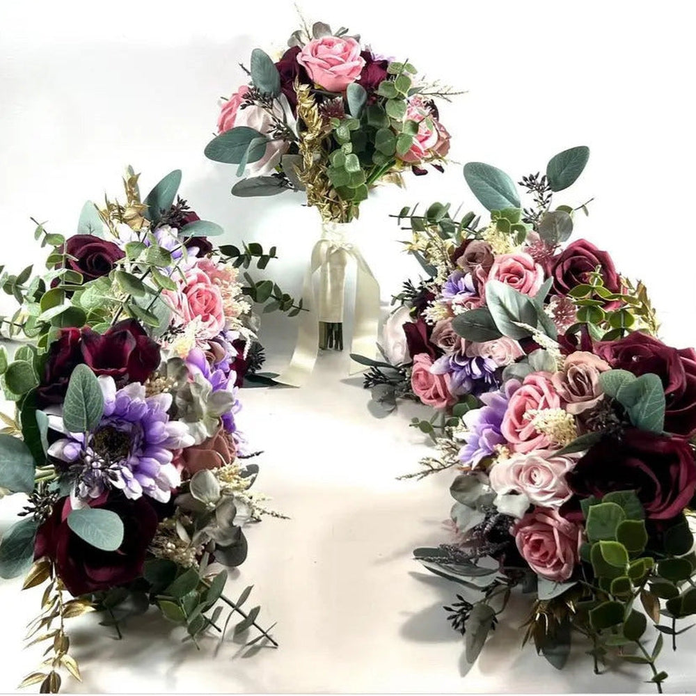 Blush Pink, lilac And Gold Wedding Bridal Bouquet - Faux Silk Flowers Wedding Bridal Flowers Claire De Fleurs