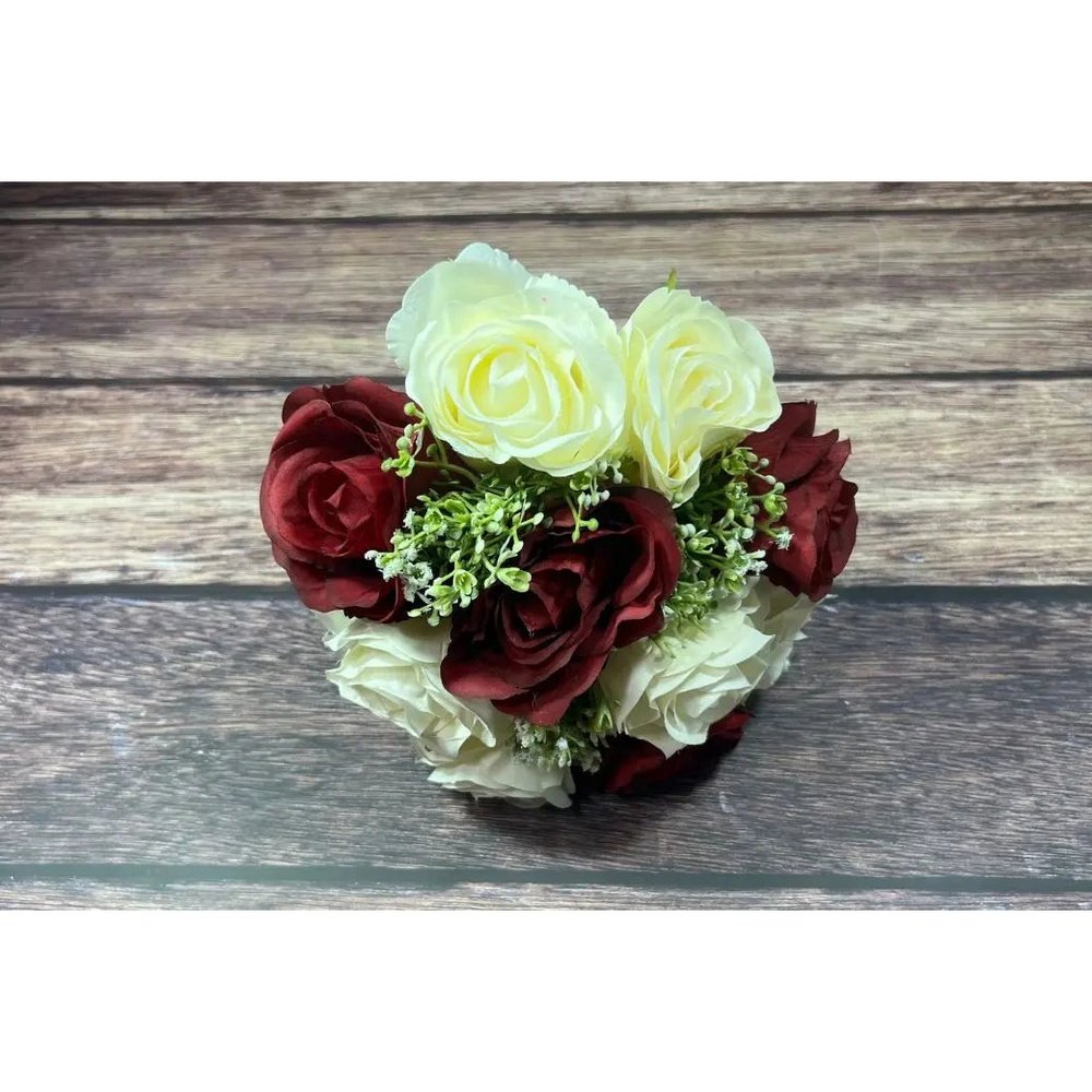 Burgundy Ivory Rose Wedding  Bouquet Bridal Package Claire De Fleurs