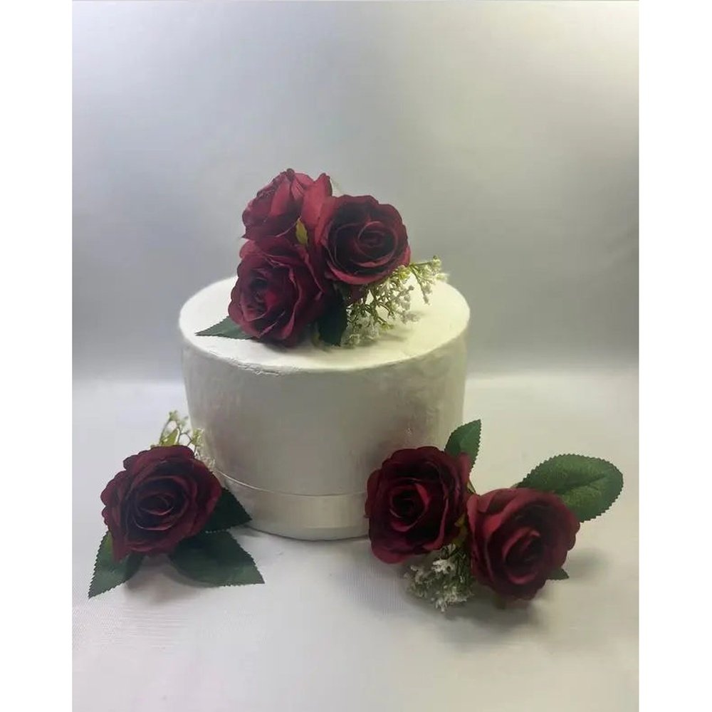Burgundy Ivory Rose Wedding  Bouquet Bridal Package Claire De Fleurs