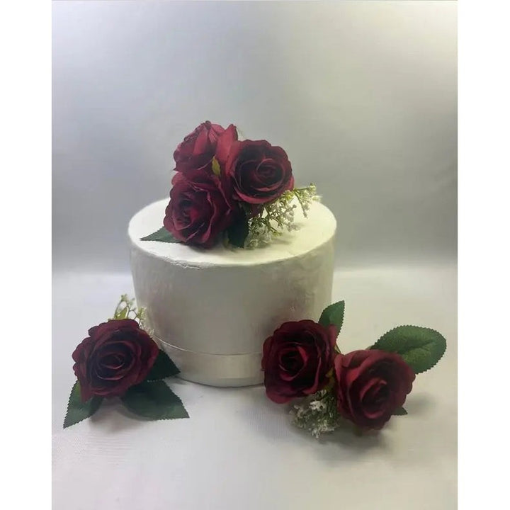 Burgundy Ivory Rose Wedding  Bouquet Bridal Package Claire De Fleurs