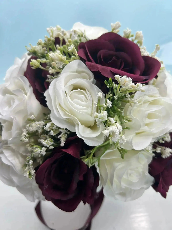 Burgundy and Ivory Rose Bridal Package Claire De Fleurs