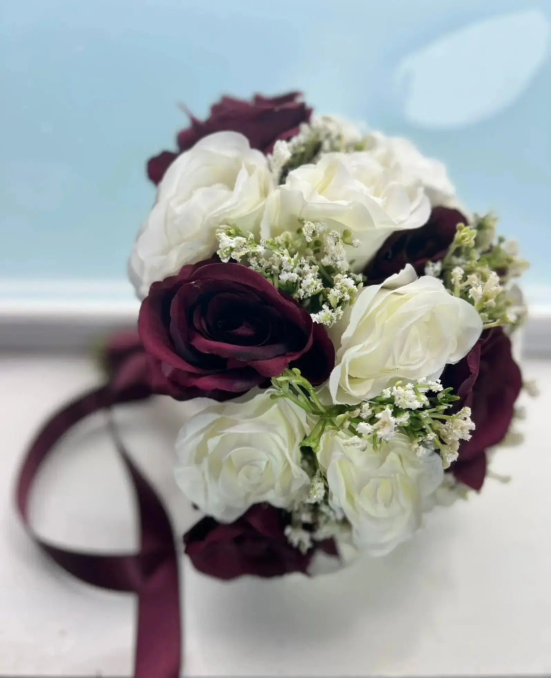 Burgundy and Ivory Rose Bridal Package Claire De Fleurs