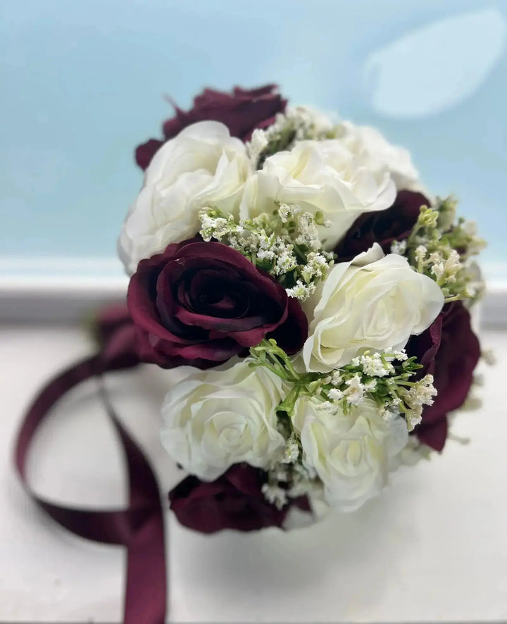 Burgundy and Ivory Rose Bridal Package Claire De Fleurs