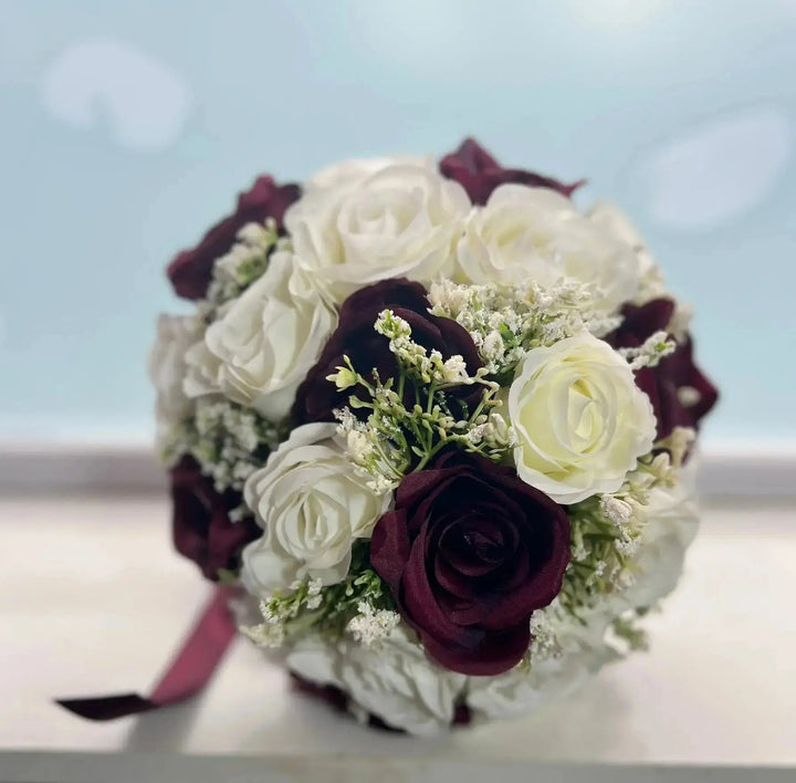 Burgundy and Ivory Rose Bridal Package Claire De Fleurs