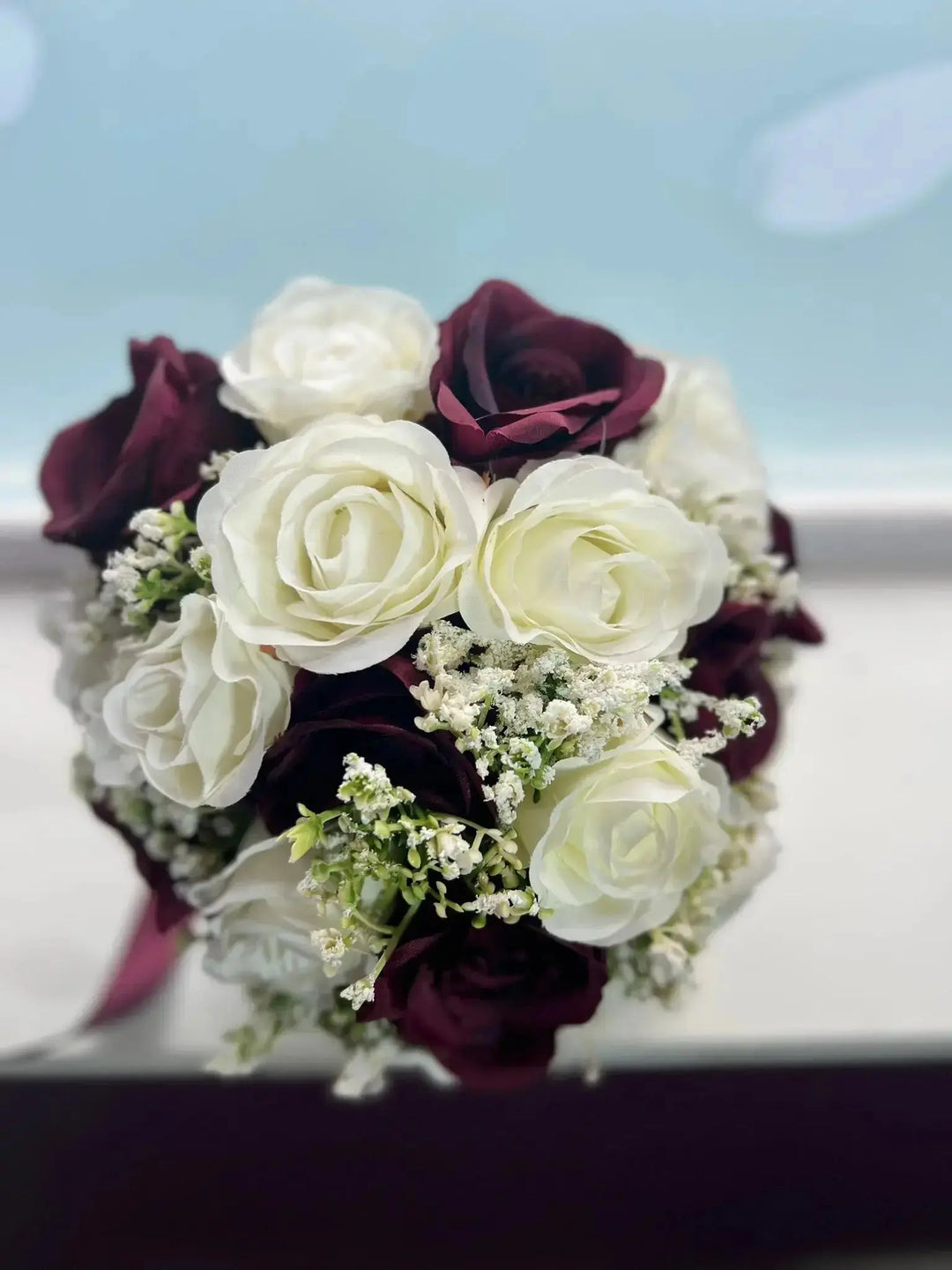 Burgundy and Ivory Rose Bridal Package Claire De Fleurs