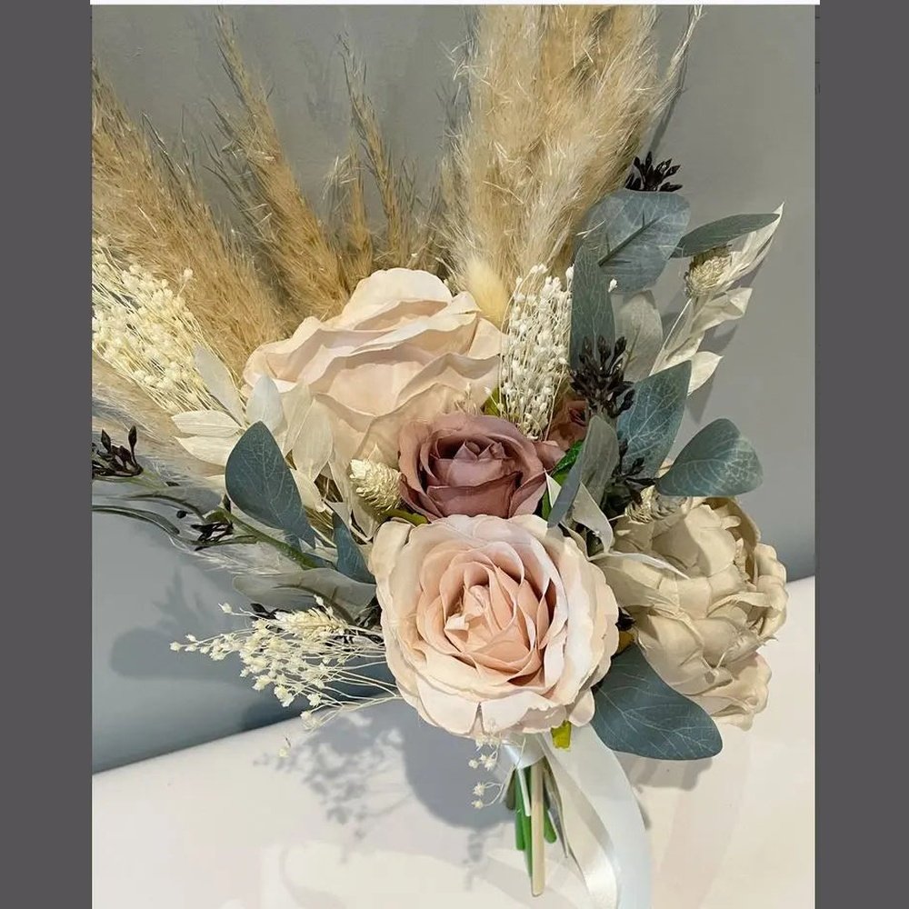 Dusky Pink And Nude Boho Wedding Bouquet Claire De Fleurs