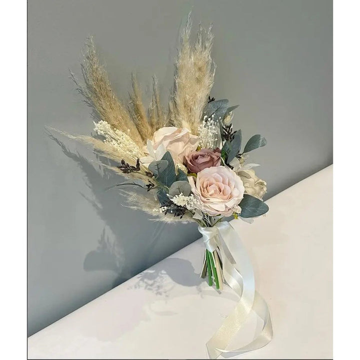 Dusky Pink And Nude Boho Wedding Bouquet Claire De Fleurs