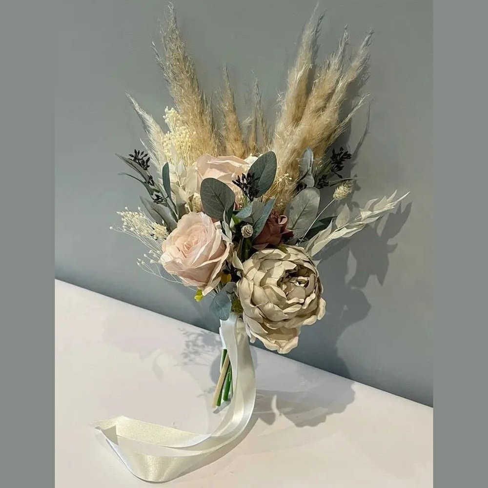 Dusky Pink And Nude Boho Wedding Bouquet Claire De Fleurs