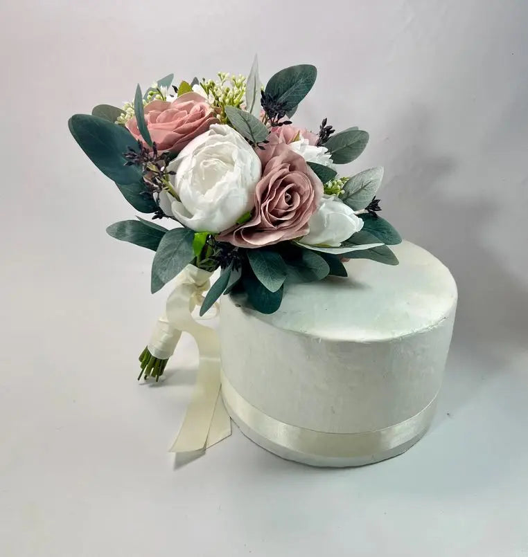Dusty Pink And White Artificial Wedding Bouquet Claire De Fleurs