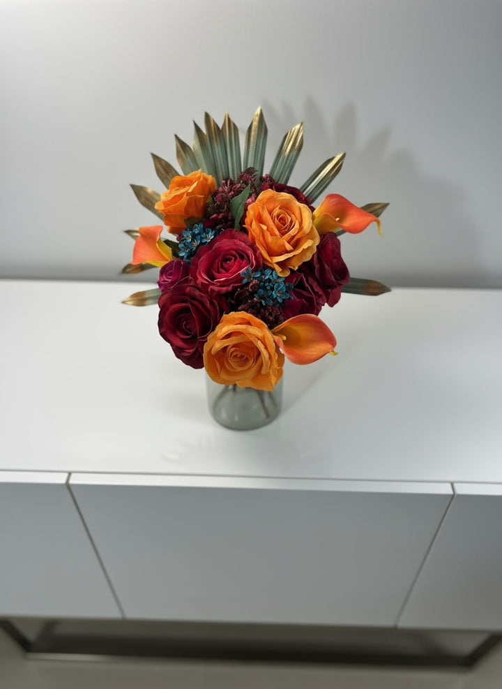 Mothers Day Bouquet Red, Orange and Pink Roses Claire De Fleurs