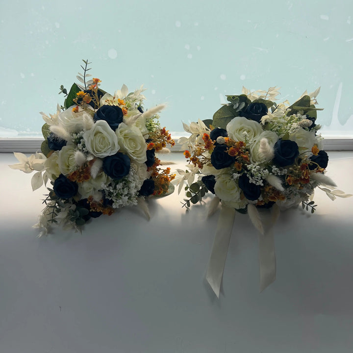 Navy Blue And Ivory Wedding Bouquet Claire De Fleurs
