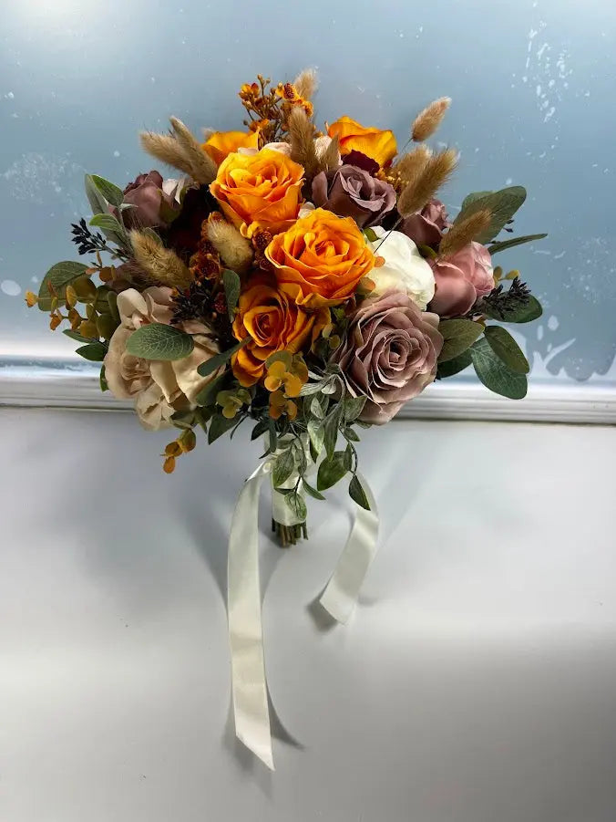 Orange Autumnal Artificial Wedding Bouquet Claire De Fleurs