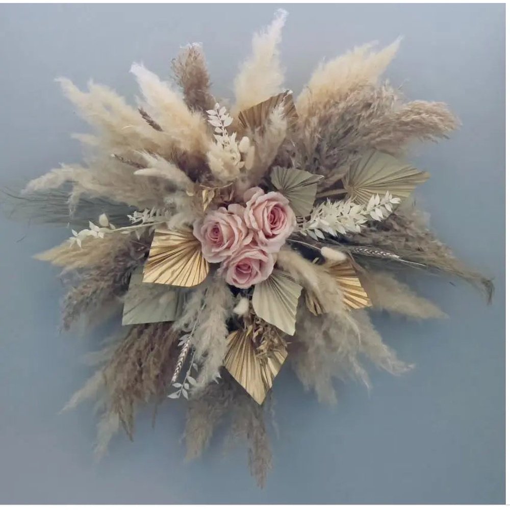 Pampas Wall Decoration Pampas Cloud Salon Decor Gold Cream Natural Boho Wedding Arch - Dried Flowers  Wedding  Birthday Claire De Fleurs