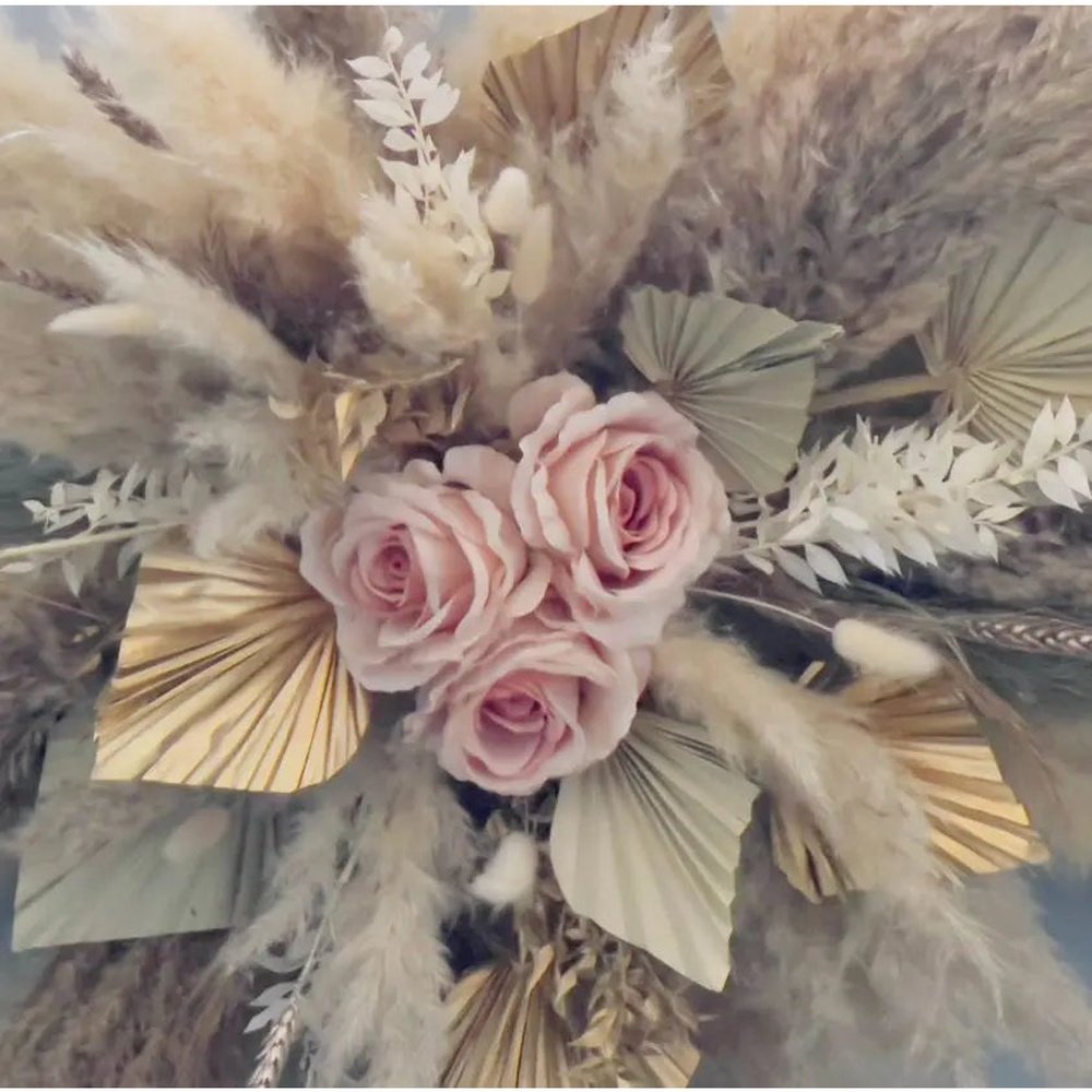 Pampas Wall Decoration Pampas Cloud Salon Decor Gold Cream Natural Boho Wedding Arch - Dried Flowers  Wedding  Birthday Claire De Fleurs
