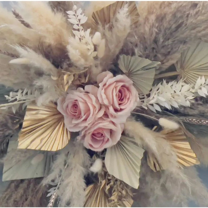 Pampas Wall Decoration Pampas Cloud Salon Decor Gold Cream Natural Boho Wedding Arch - Dried Flowers  Wedding  Birthday Claire De Fleurs