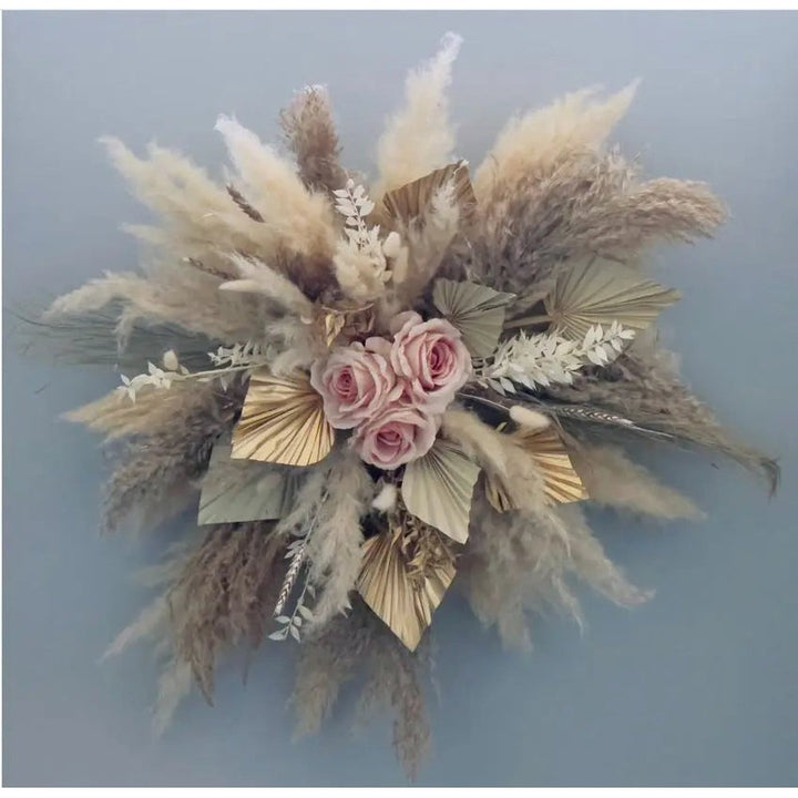 Pampas Wall Decoration Pampas Cloud Salon Decor Gold Cream Natural Boho Wedding Arch - Dried Flowers  Wedding  Birthday Claire De Fleurs