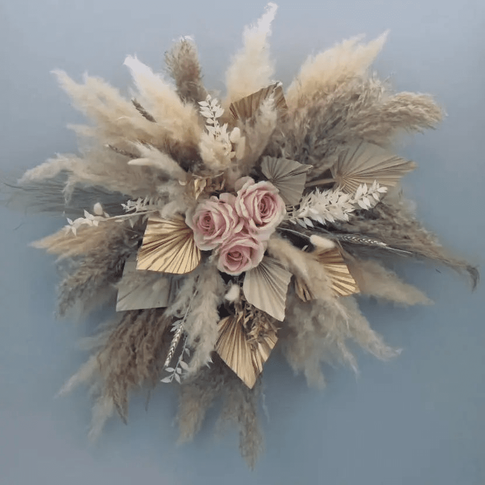 Pampas Wall Decoration Pampas Cloud Salon Decor Gold Cream Natural Boho Wedding Arch - Dried Flowers  Wedding  Birthday Claire De Fleurs