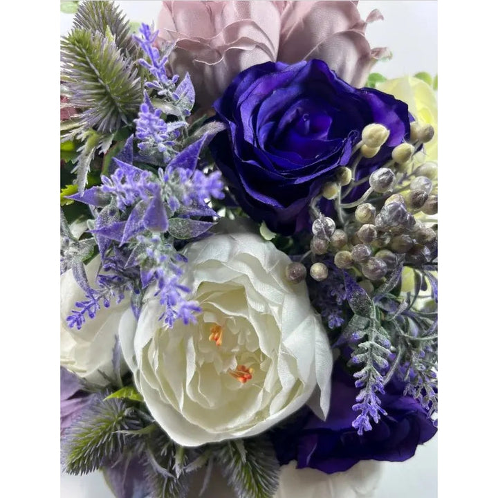 Purple, Lavender and Ivory Thistle Artificial Wedding Bouquet Claire De Fleurs