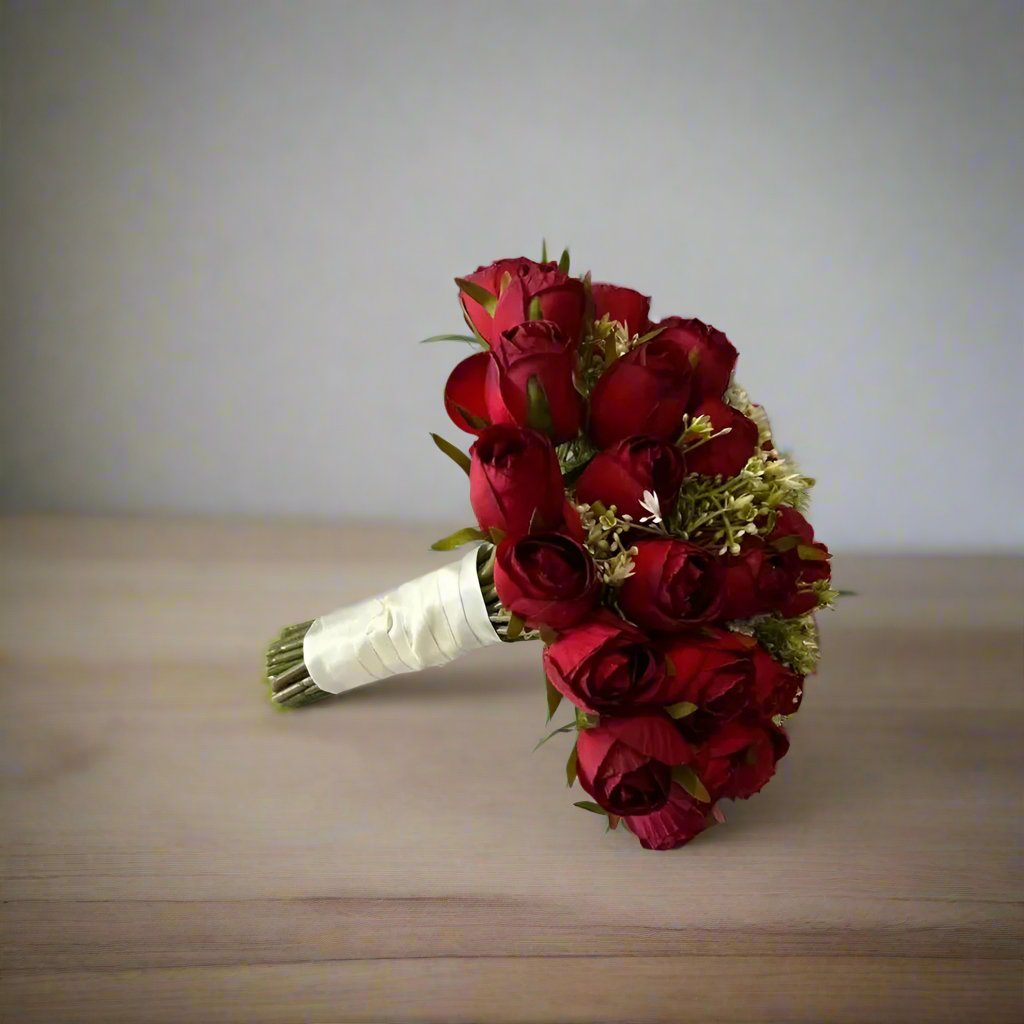 Red Rose And Gypsophila Bouquet Claire De Fleurs