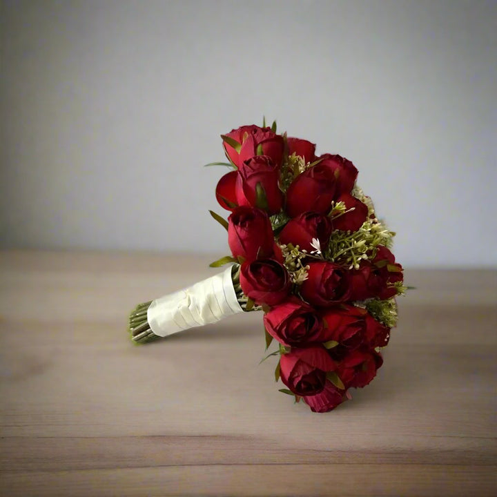 Red Rose And Gypsophila Bouquet Claire De Fleurs