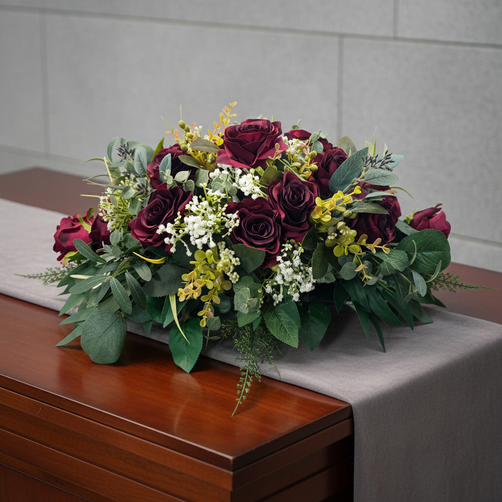 Red Rose Funeral Tribute Artificial Flowers Rental Claire De Fleurs
