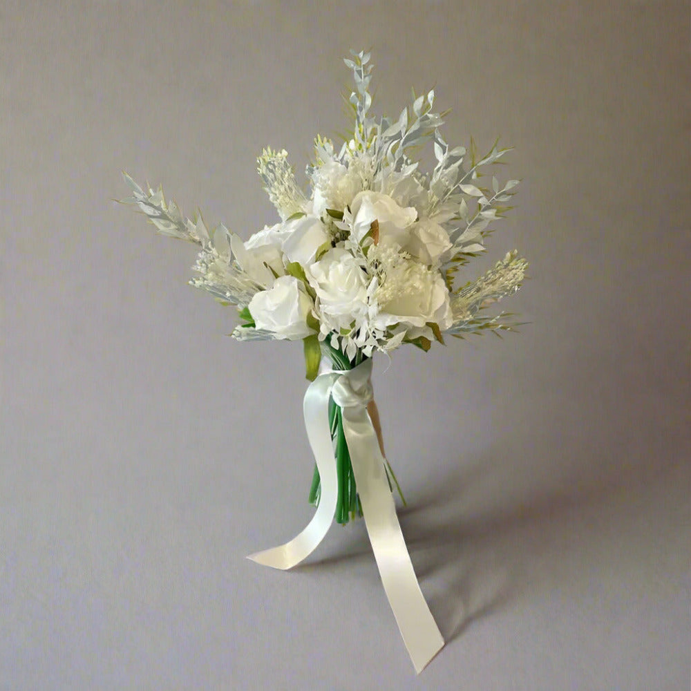 White Boho Wedding Bouquet Claire De Fleurs