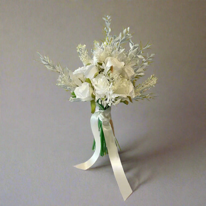 White Boho Wedding Bouquet Claire De Fleurs