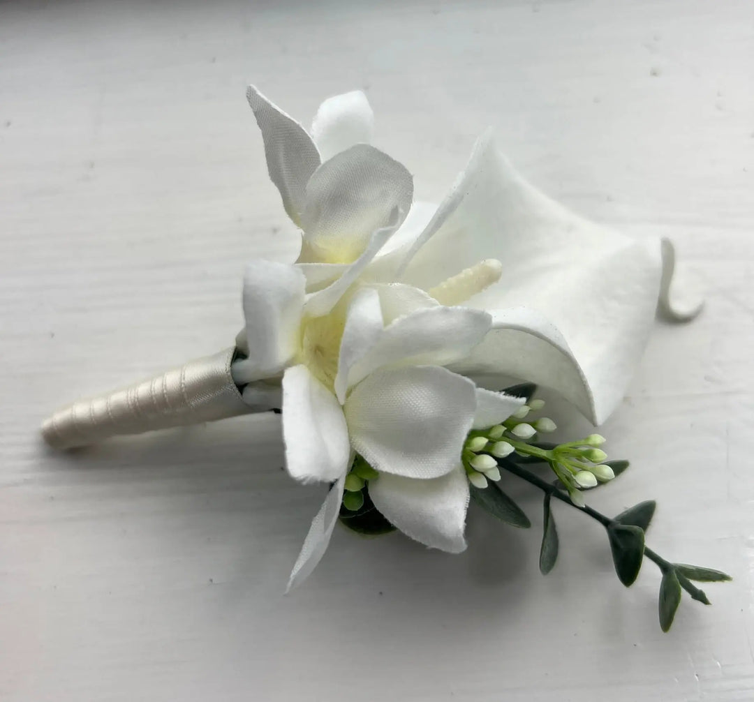 White Rose, Lily, Eucalyptus Bridal Bouquet Claire De Fleurs