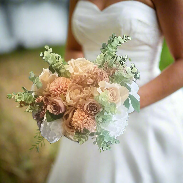 White, Nude and Dusty Pink Silk Bridal Bouquet Claire De Fleurs