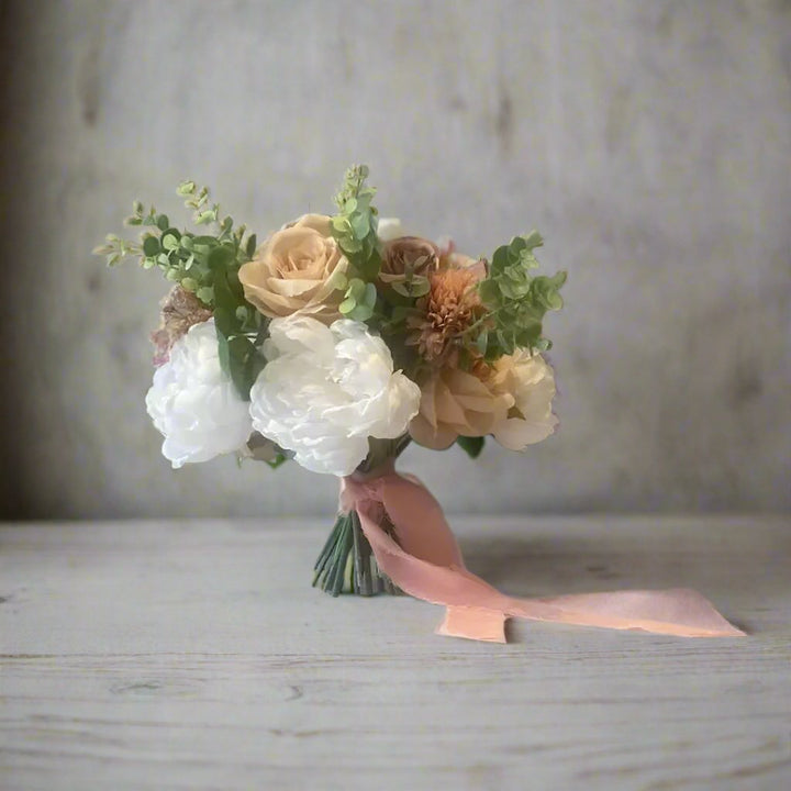 White, Nude and Dusty Pink Silk Bridal Bouquet Claire De Fleurs