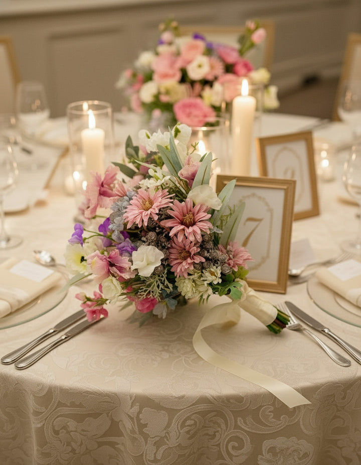 Wild Flower Pink And Ivory Wedding  Bridal Bouquet Claire De Fleurs