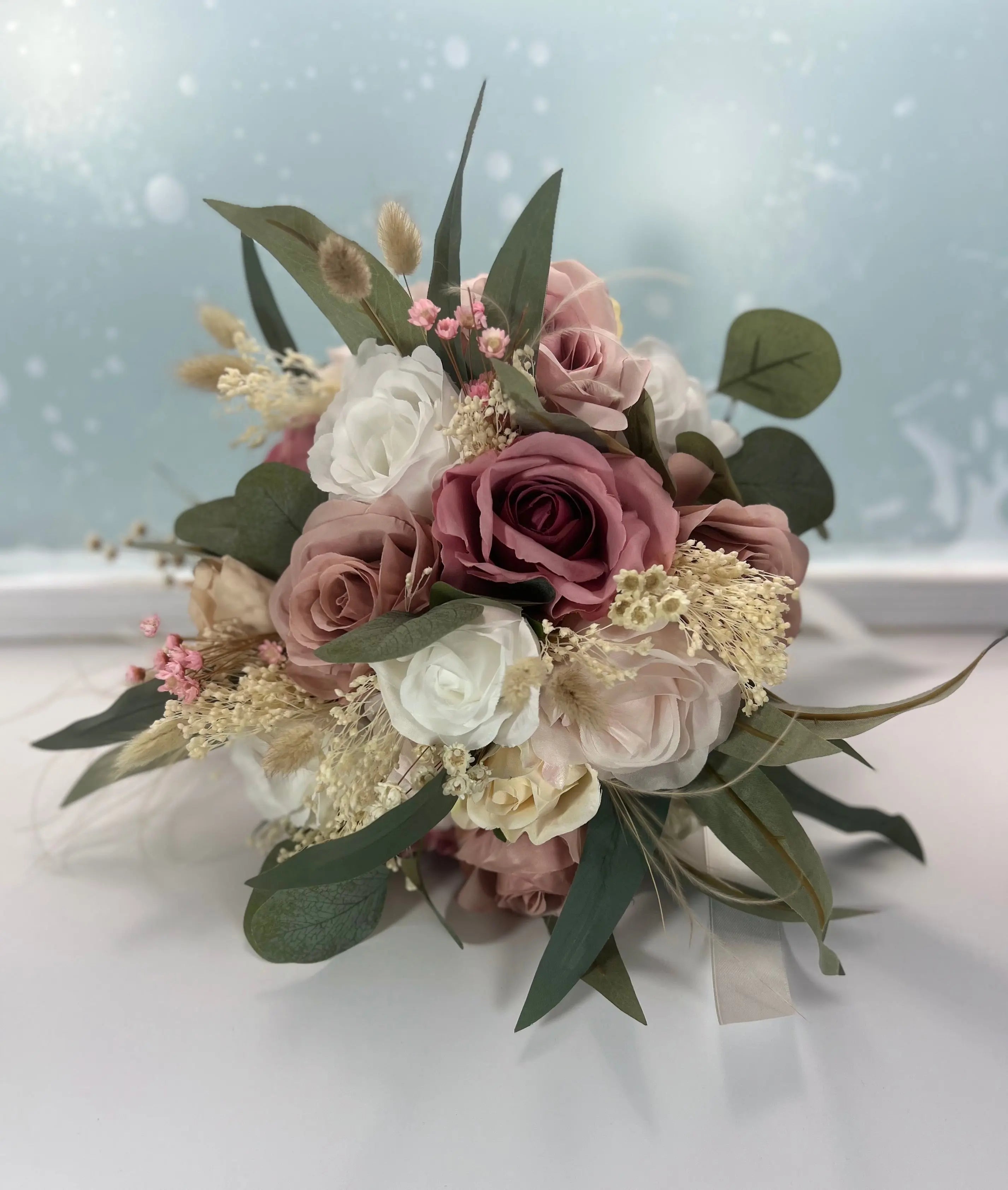 Artificial Blush Pink and Ivory Rose Wedding Bridal Bouquet Claire De Fleurs