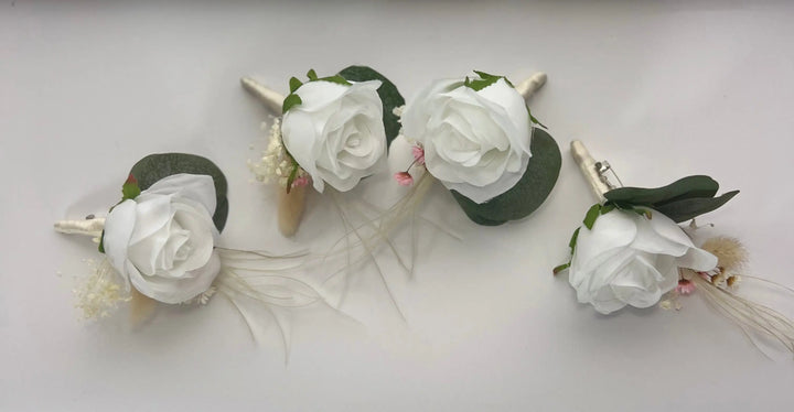 Artificial Blush Pink and Ivory Rose Wedding Bridal Bouquet Claire De Fleurs