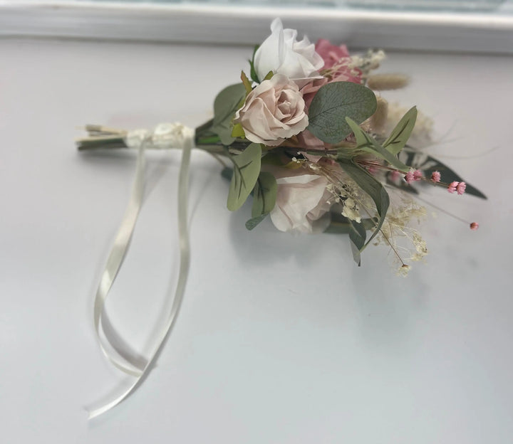 Artificial Blush Pink and Ivory Rose Wedding Bridal Bouquet Claire De Fleurs