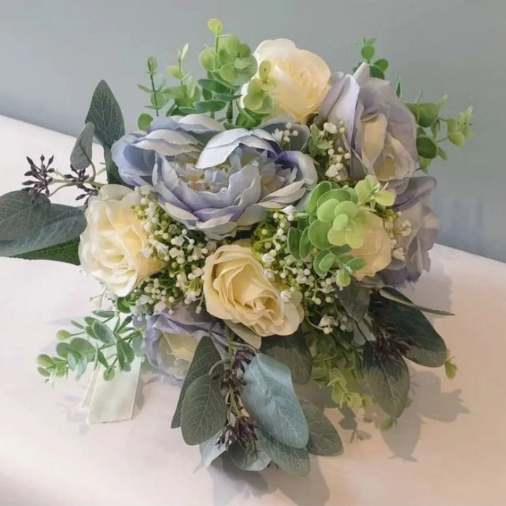 baby blue wedding bouquet