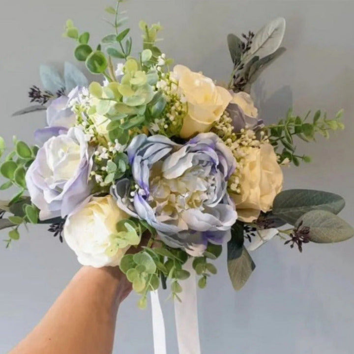 baby blue wedding bouquet