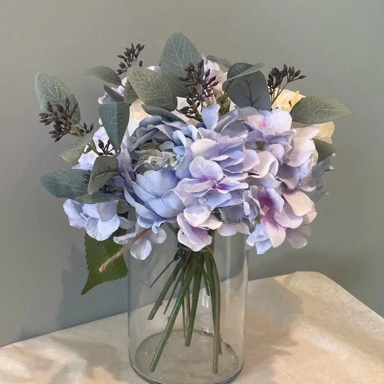 Baby Blue And White Wedding Bouquet - Artificial Flowers | Claire De Fleurs