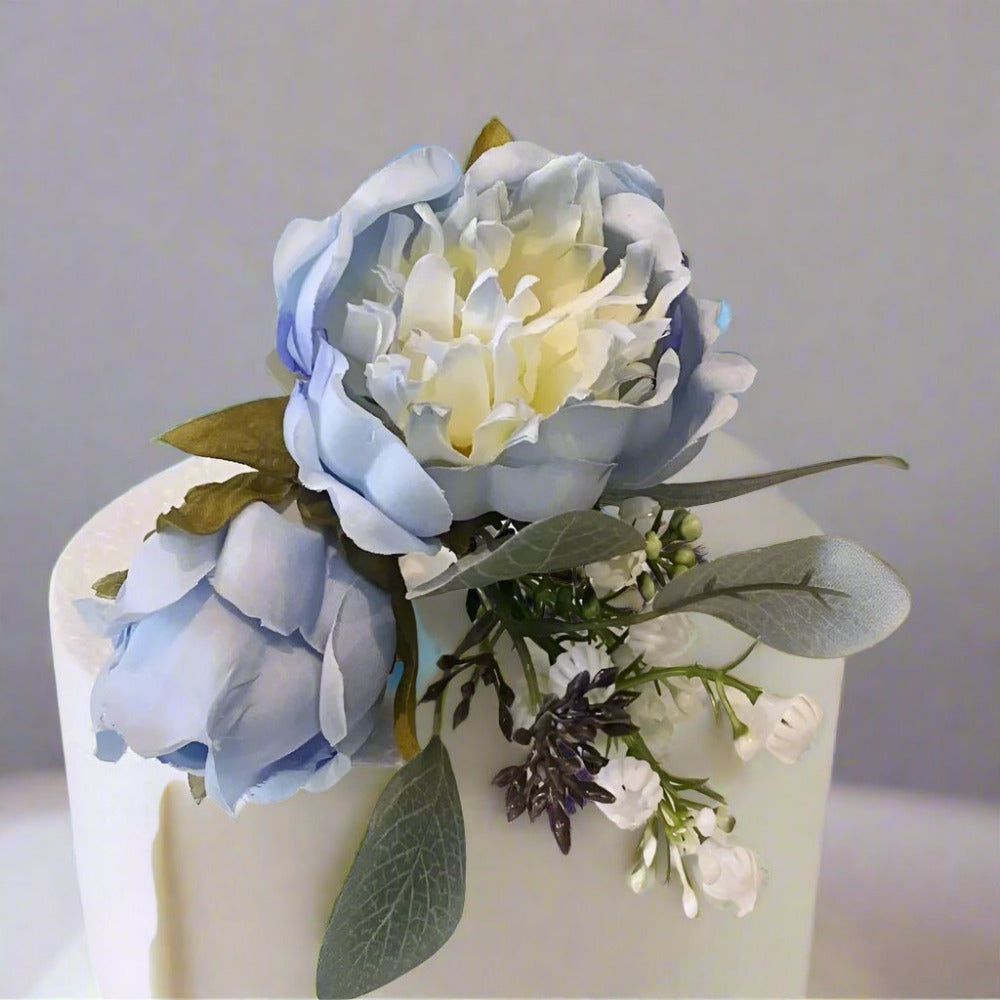 Baby Blue Peony Cake Flower Topper - Artificial Flowers | Claire De Fleurs