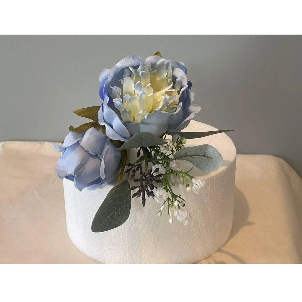 Baby Blue Peony Cake Flower Topper - Artificial Flowers | Claire De Fleurs