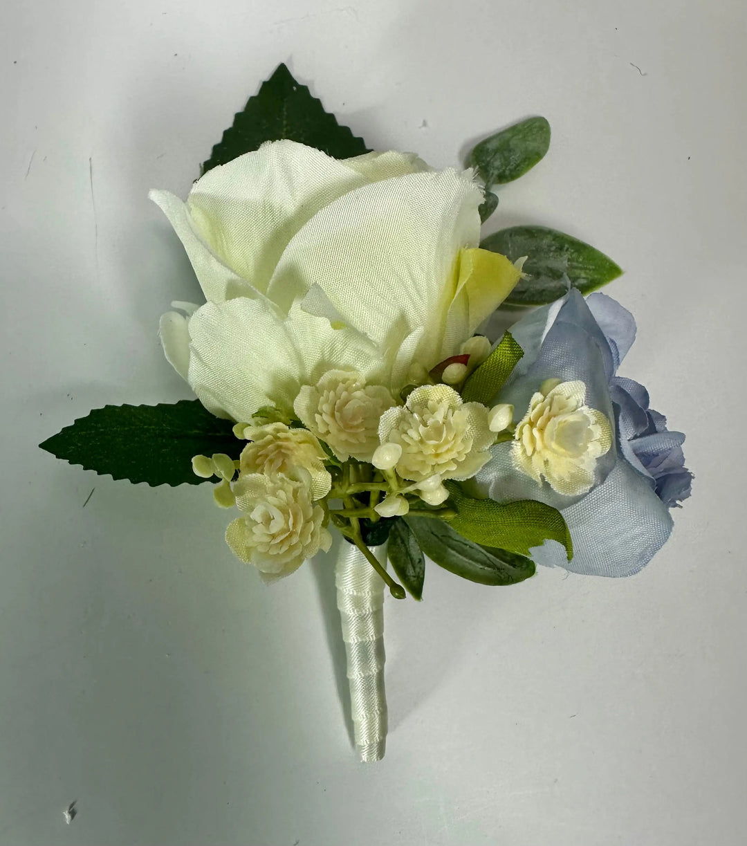 Blue And Ivory Artificial Wedding Bouquet Package Claire De Fleurs