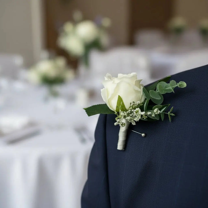 Baby Blue and Ivory Rose Bouquet Wedding Bouquet Package Claire De Fleurs