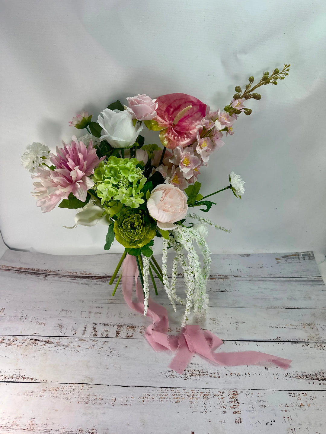 Blush Elegance Collection - Blush Pink And White Artificial Wedding Bouquet Claire De Fleurs