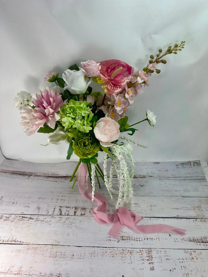 Blush Elegance Collection - Blush Pink And White Artificial Wedding Bouquet Claire De Fleurs