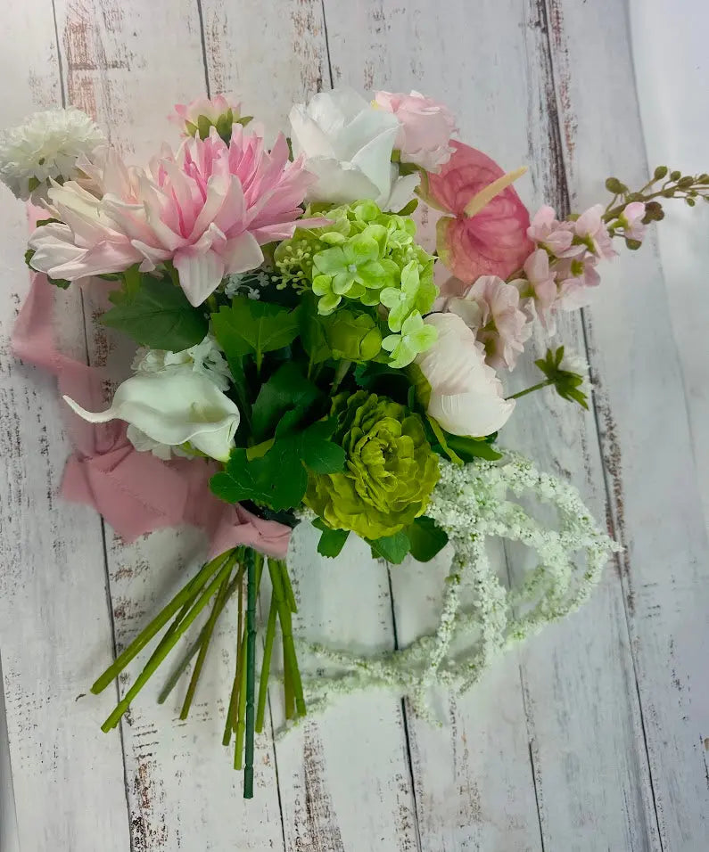 Blush Elegance Collection - Blush Pink And White Artificial Wedding Bouquet Claire De Fleurs
