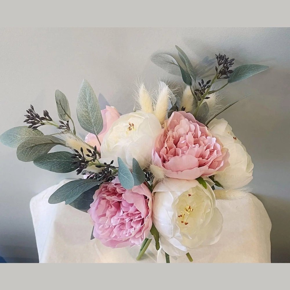 Blush Pink And White Peonies Bouquet - Artificial Flowers | Claire De Fleurs