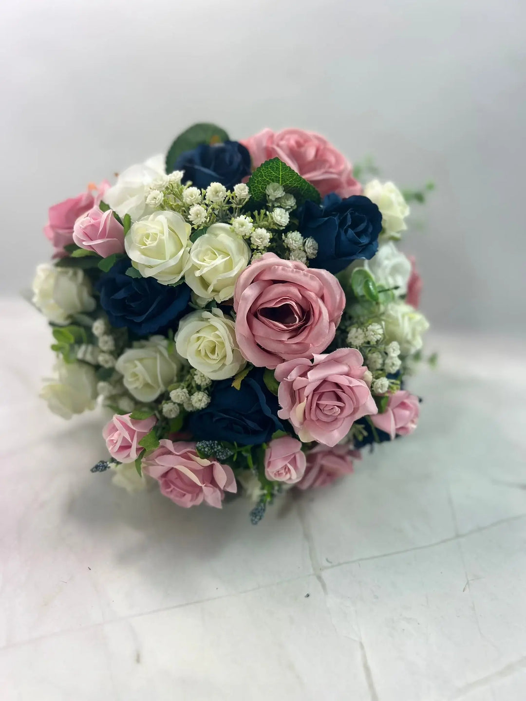 Blush Pink Ivory And Navy Bridal Artificial Bouquet Claire De Fleurs