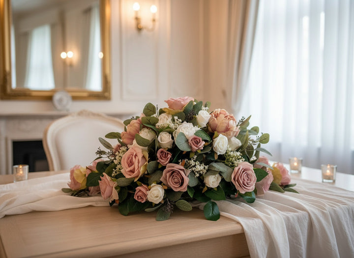 Blush Pink and White Top Table Arrangement – 2ft Claire De Fleurs
